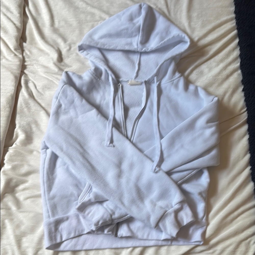Women's White Zip-Up Hoodie